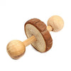 Cute Natural Wooden Rabbits Toys Pine Dumbells Unicycle Bell Roller